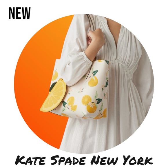 New NWT Large Kate Spade New York reversible lemon tote bag purse - Picture 4 of 6